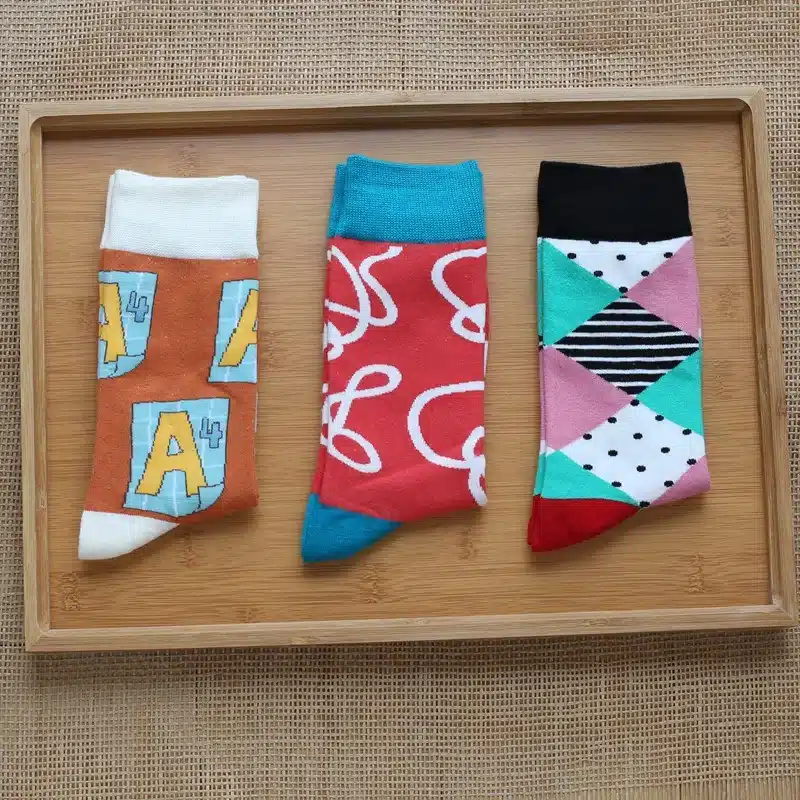Colour men crew cotton happy socks british style argyle dot striped pattern harajuku designer brand fashion novelty art funny 37