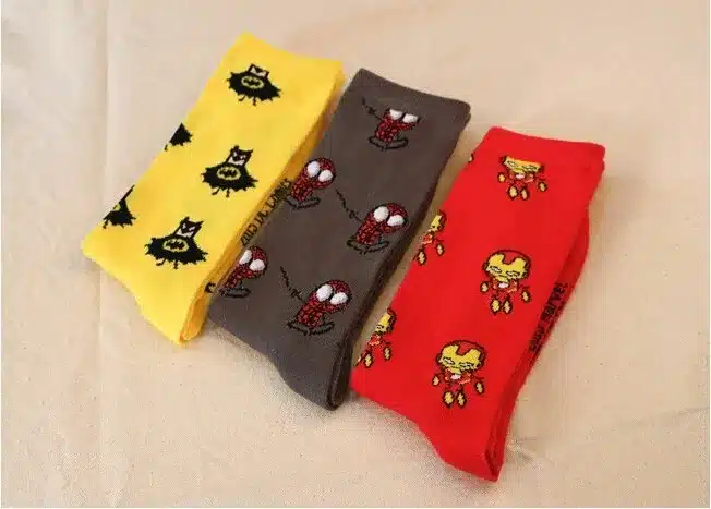 Cute anime men women cotton socks hero series comics socks cartoon mini pattern socks dot wedding funny dress socks 12