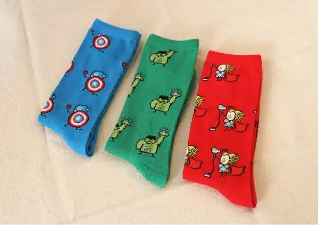 Cute anime men women cotton socks hero series comics socks cartoon mini pattern socks dot wedding funny dress socks 13