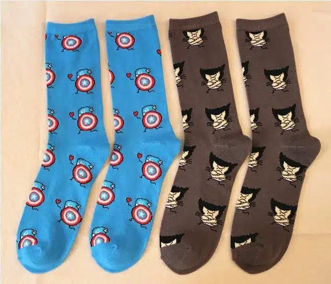 Cute anime men women cotton socks hero series comics socks cartoon mini pattern socks dot wedding funny dress socks 16