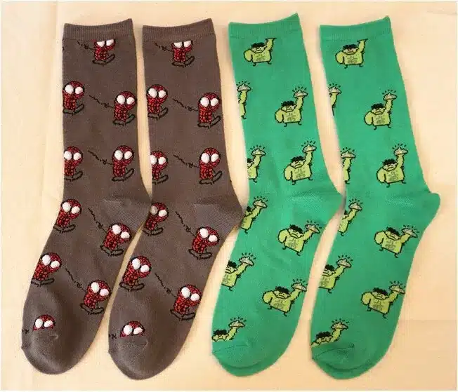 Cute anime men women cotton socks hero series comics socks cartoon mini pattern socks dot wedding funny dress socks 18
