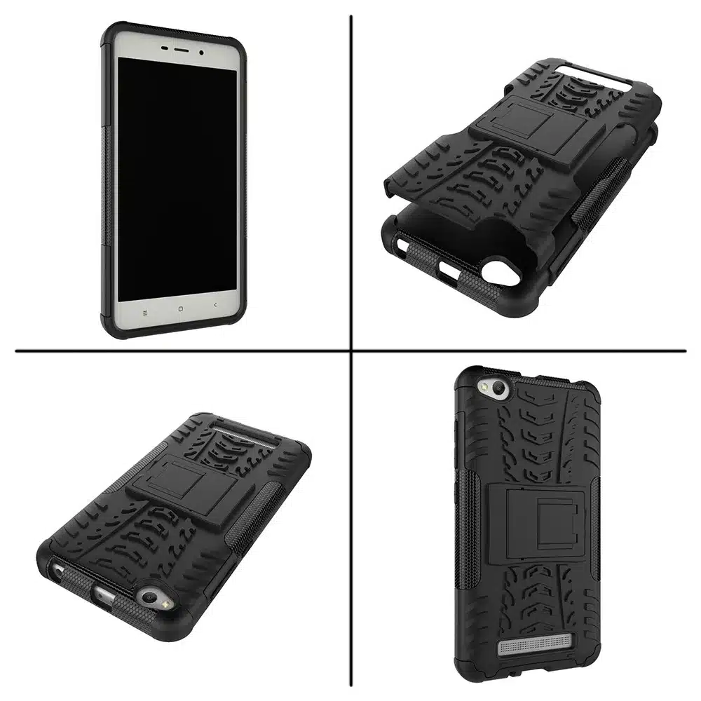 BYHeYang For Xiaomi Redmi 4A Case TPU & PC Dual Armor Cover with Stand Holder Hard Silicone Anti-Skid Combo Back Case Redmi 4a 15