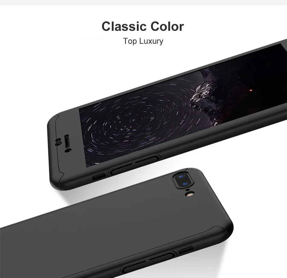 FLOVEME 360 Protective Case For iPhone 6 6S 7 Plus 5 5S SE Tempered Glass Front Back Cover Full Body Coverage Protection Shells 12