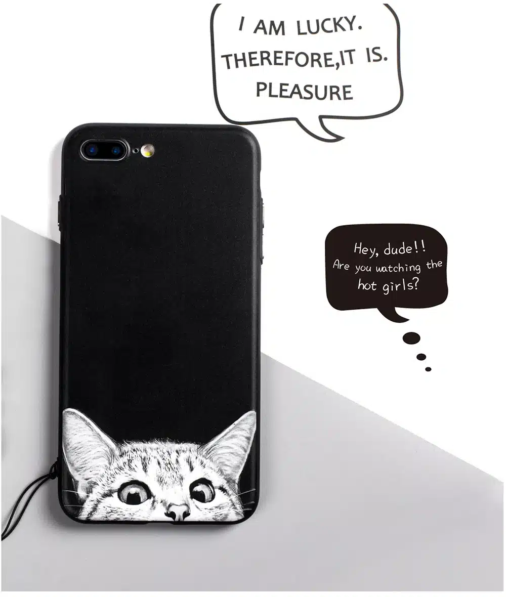 Case For iphone 6 6s 6plus 7plus Space Moon Sun Flower Math English Words Cute Cats Pandas Animal black Phone Cases Cover 18