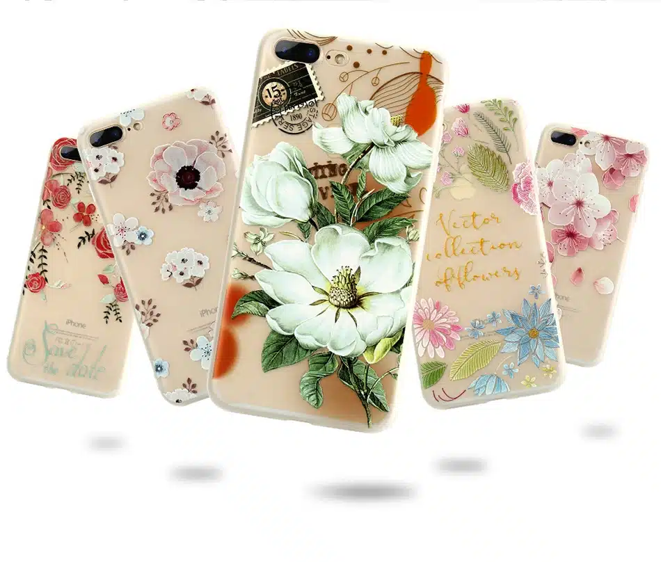KISSCASE 3D Relief Flower Case For iPhone 8 Plus iPhone 6 Case Sexy Girly Soft Silicon Cover For iPhone 7 iPhone 5S X Case Funda 16