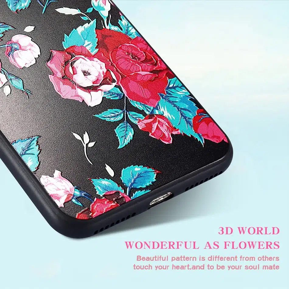 KISSCASE 3D Relief Flower Case For iPhone 8 Plus iPhone 6 Case Sexy Girly Soft Silicon Cover For iPhone 7 iPhone 5S X Case Funda 20