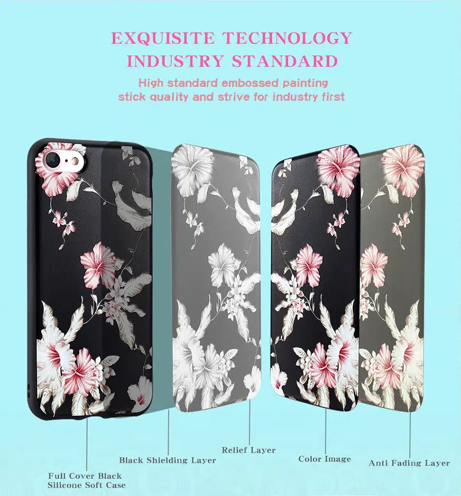 KISSCASE 3D Relief Flower Case For iPhone 8 Plus iPhone 6 Case Sexy Girly Soft Silicon Cover For iPhone 7 iPhone 5S X Case Funda 22
