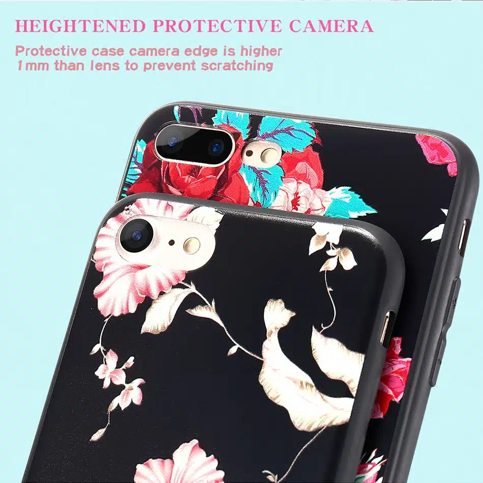KISSCASE 3D Relief Flower Case For iPhone 8 Plus iPhone 6 Case Sexy Girly Soft Silicon Cover For iPhone 7 iPhone 5S X Case Funda 24