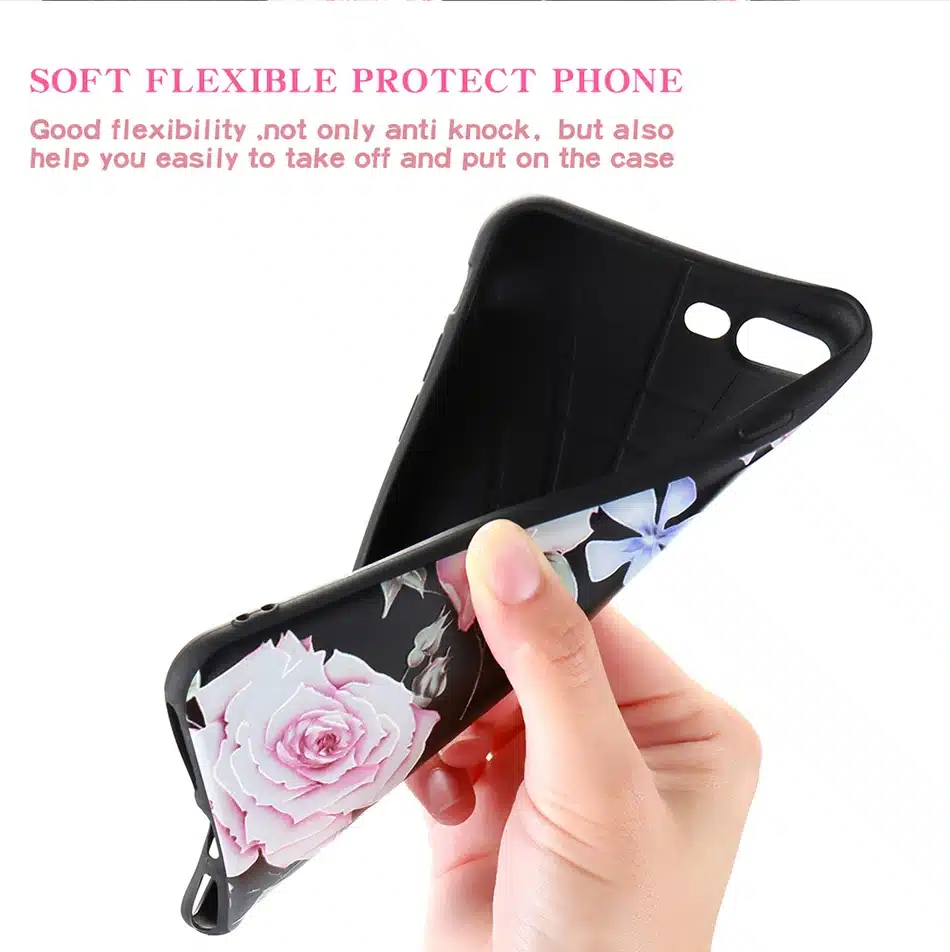 KISSCASE 3D Relief Flower Case For iPhone 8 Plus iPhone 6 Case Sexy Girly Soft Silicon Cover For iPhone 7 iPhone 5S X Case Funda 25