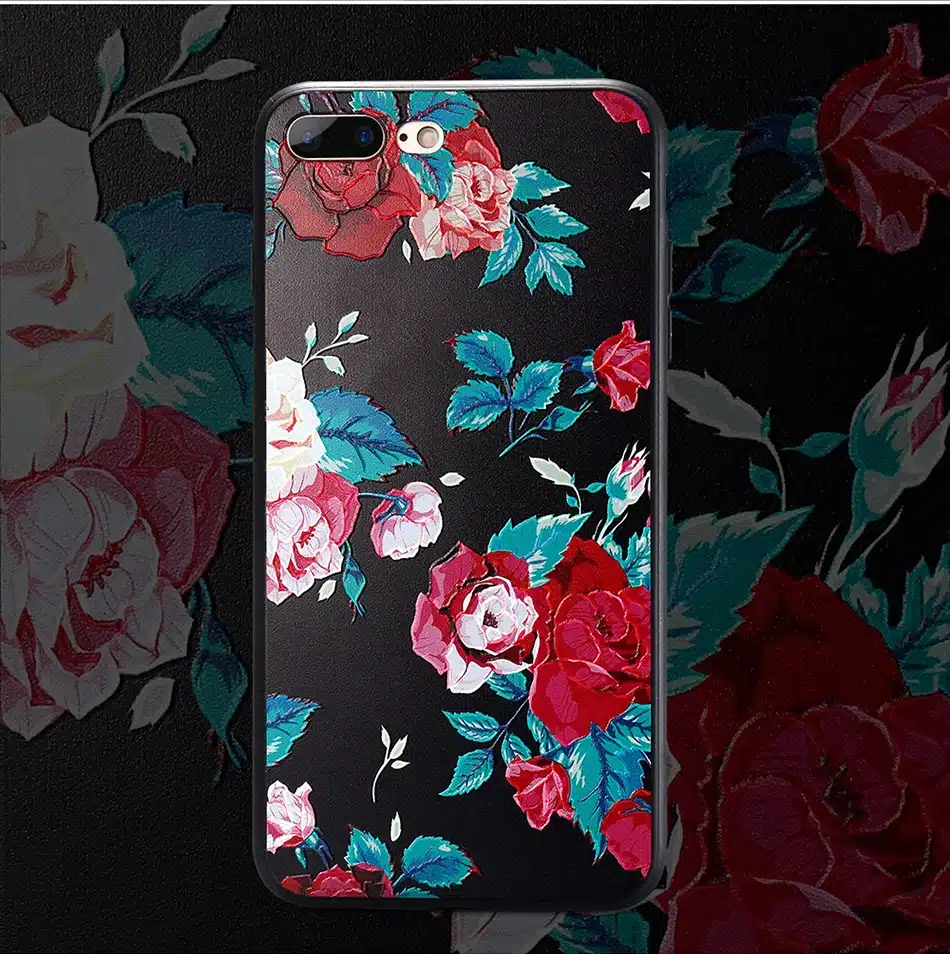 KISSCASE 3D Relief Flower Case For iPhone 8 Plus iPhone 6 Case Sexy Girly Soft Silicon Cover For iPhone 7 iPhone 5S X Case Funda 29