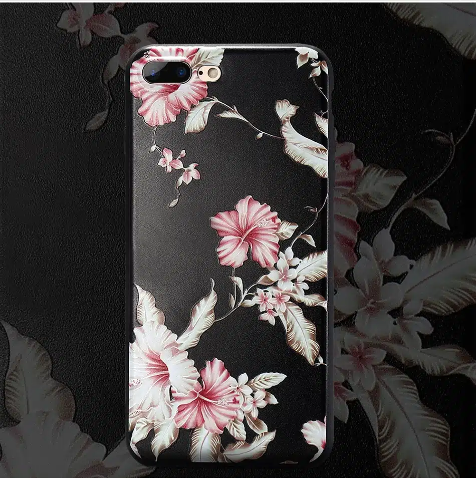 KISSCASE 3D Relief Flower Case For iPhone 8 Plus iPhone 6 Case Sexy Girly Soft Silicon Cover For iPhone 7 iPhone 5S X Case Funda 30