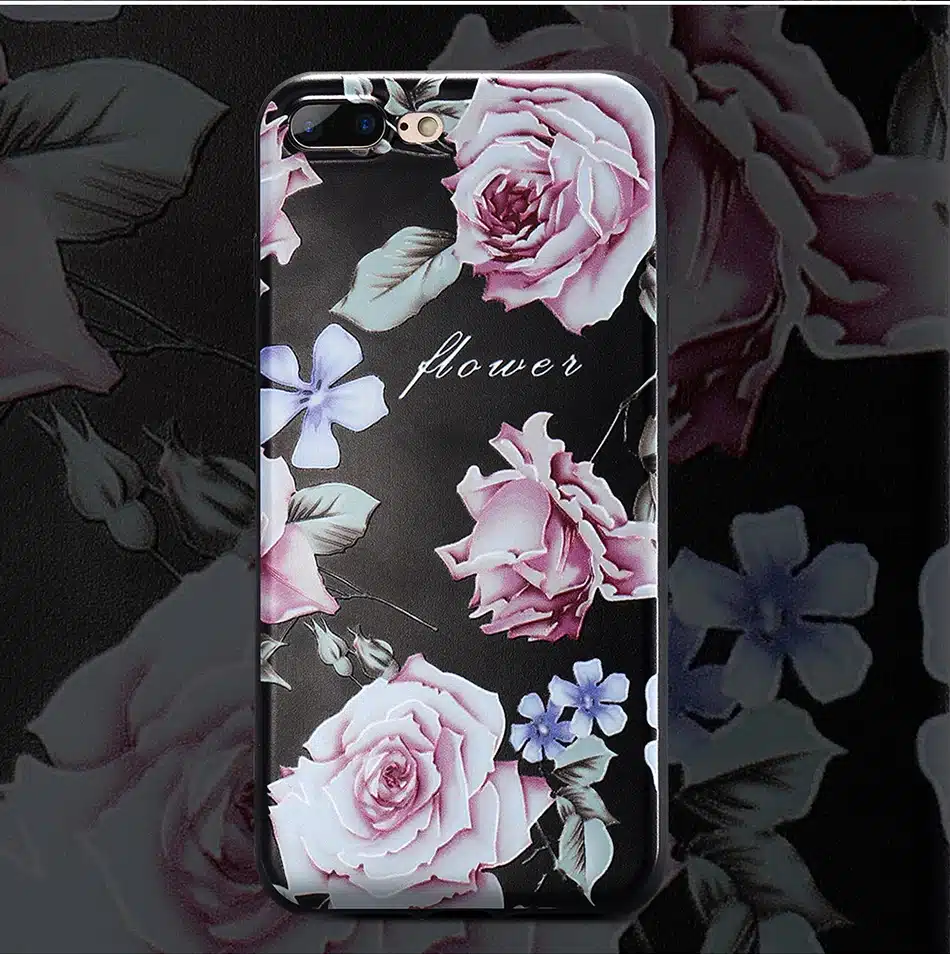 KISSCASE 3D Relief Flower Case For iPhone 8 Plus iPhone 6 Case Sexy Girly Soft Silicon Cover For iPhone 7 iPhone 5S X Case Funda 31