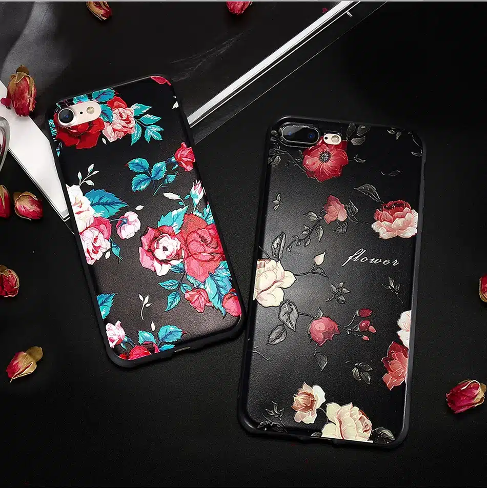 KISSCASE 3D Relief Flower Case For iPhone 8 Plus iPhone 6 Case Sexy Girly Soft Silicon Cover For iPhone 7 iPhone 5S X Case Funda 32