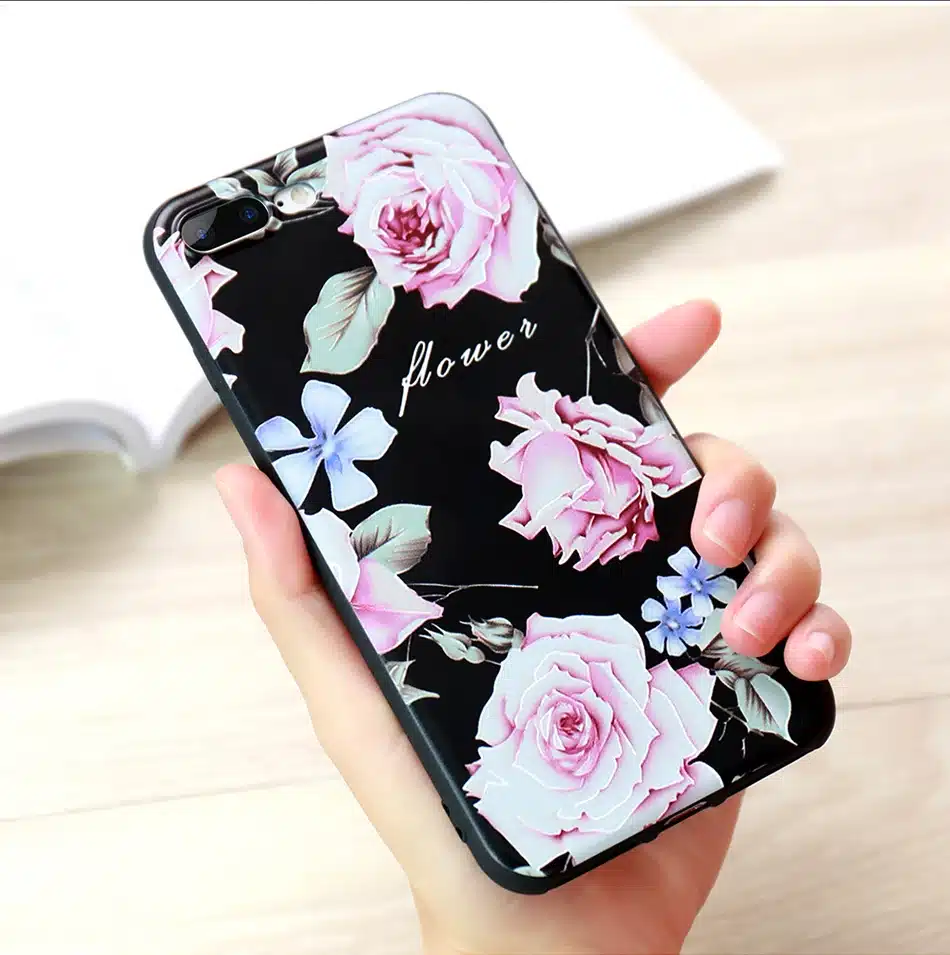 KISSCASE 3D Relief Flower Case For iPhone 8 Plus iPhone 6 Case Sexy Girly Soft Silicon Cover For iPhone 7 iPhone 5S X Case Funda 33
