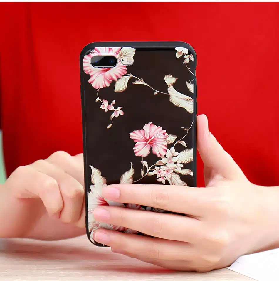 KISSCASE 3D Relief Flower Case For iPhone 8 Plus iPhone 6 Case Sexy Girly Soft Silicon Cover For iPhone 7 iPhone 5S X Case Funda 35