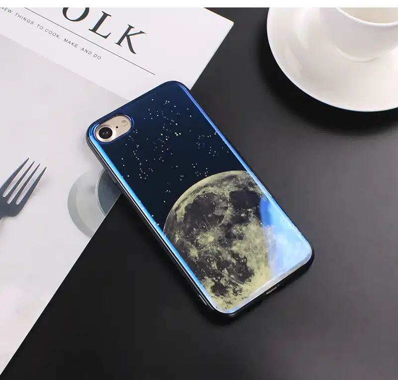 JAMULAR Electroplate Blue Light Soft Phone Cover for iPhone X 6 6s 7 8 Moon Planet Space Silicone Case for iPhone 6 6s 7 8 Plus 21