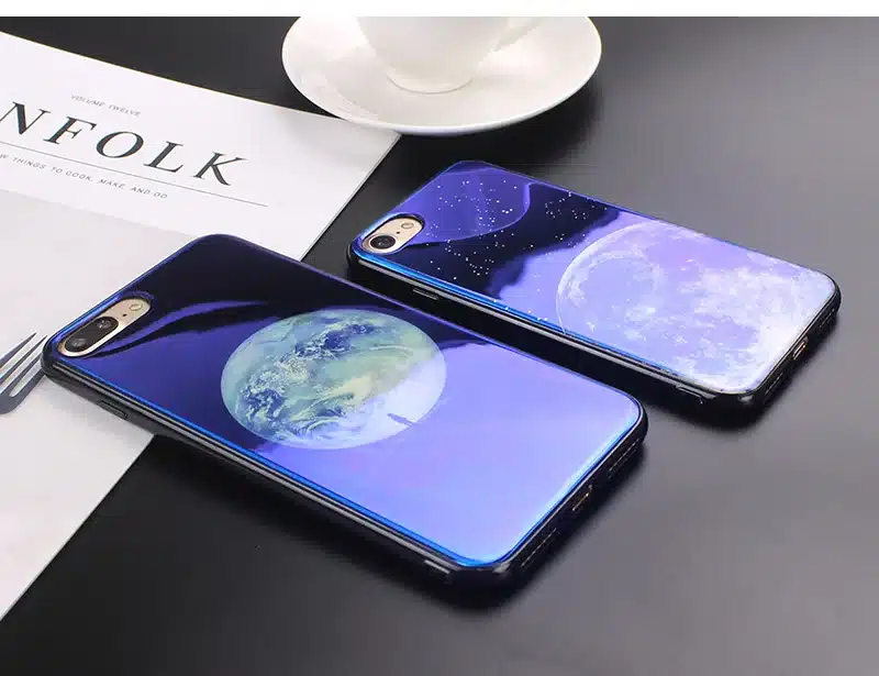 JAMULAR Electroplate Blue Light Soft Phone Cover for iPhone X 6 6s 7 8 Moon Planet Space Silicone Case for iPhone 6 6s 7 8 Plus 22