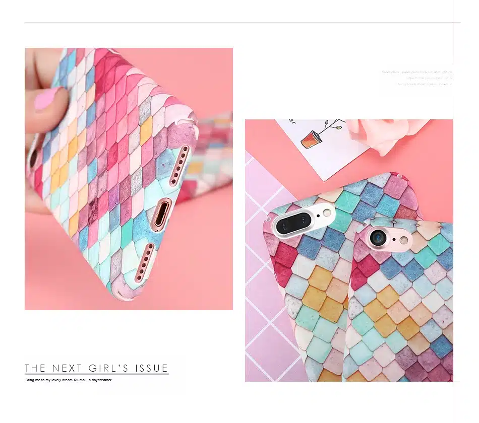 KISSCASE 3D Fish Scale Case For iPhone 6 7 5S X Case Coque For Samsung S8 S7 Note 8 Case Cute Pink For Huawei P10 P9 Plus Cover 11