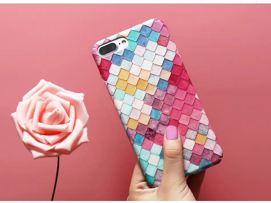 KISSCASE 3D Fish Scale Case For iPhone 6 7 5S X Case Coque For Samsung S8 S7 Note 8 Case Cute Pink For Huawei P10 P9 Plus Cover 12
