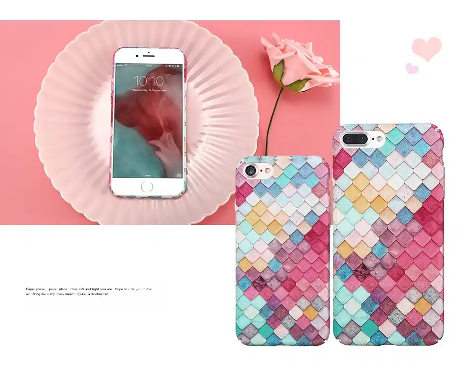 KISSCASE 3D Fish Scale Case For iPhone 6 7 5S X Case Coque For Samsung S8 S7 Note 8 Case Cute Pink For Huawei P10 P9 Plus Cover 15