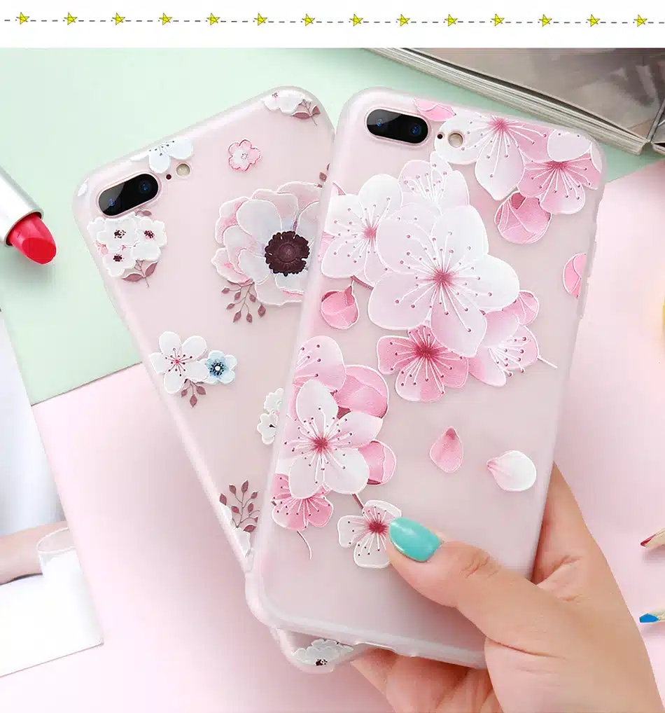 KISSCASE Flower Patterned Case For iPhone 6 6s 7 Plus Cover Soft Silicone Floral Protect Cover For iPhone 5S SE 8 Plus X 10 Capa 16
