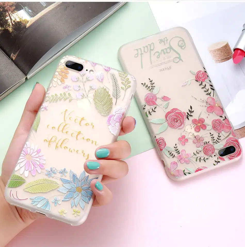 KISSCASE Flower Patterned Case For iPhone 6 6s 7 Plus Cover Soft Silicone Floral Protect Cover For iPhone 5S SE 8 Plus X 10 Capa 17