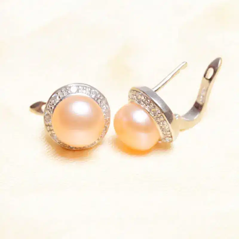 ASHIQI Genuine Natural Freshwater pearl Stud earrings, Real 925 Sterling Silver jewelry for women wholesale 12