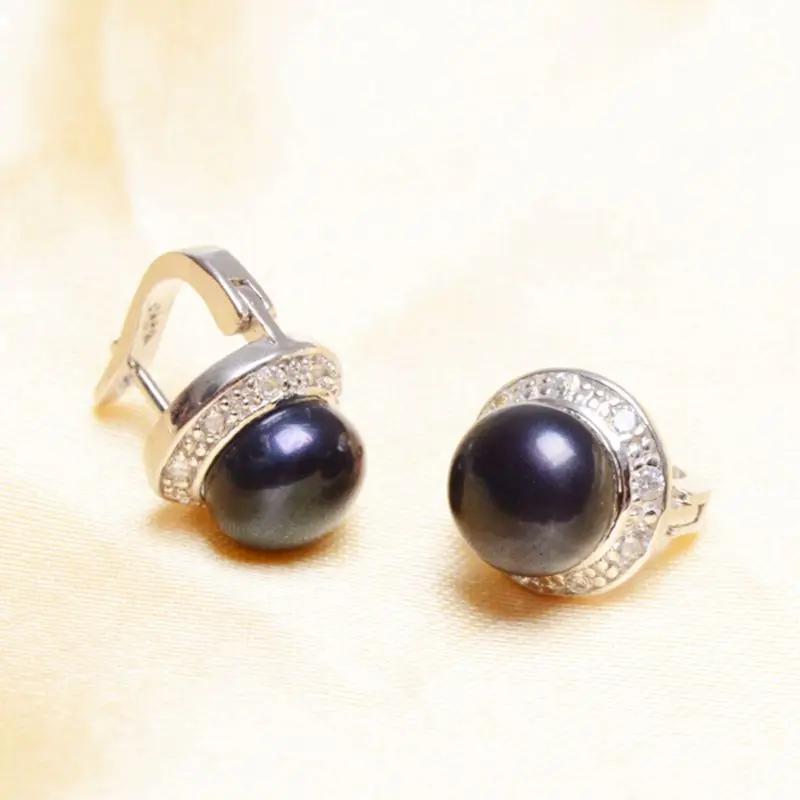 ASHIQI Genuine Natural Freshwater pearl Stud earrings, Real 925 Sterling Silver jewelry for women wholesale 15