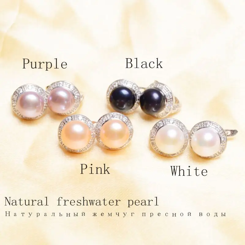 ASHIQI Genuine Natural Freshwater pearl Stud earrings, Real 925 Sterling Silver jewelry for women wholesale 16