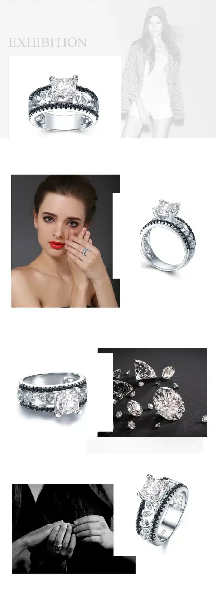 [BLACK AWN] 925 Sterling Silver Fine Jewelry Trendy Engagement Bague Women's Wedding Ring C020 14