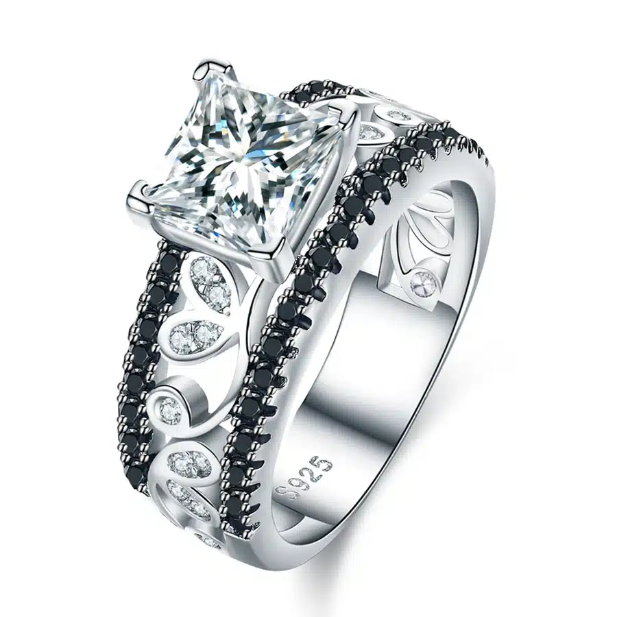 [BLACK AWN] 925 Sterling Silver Fine Jewelry Trendy Engagement Bague Women's Wedding Ring C020 21