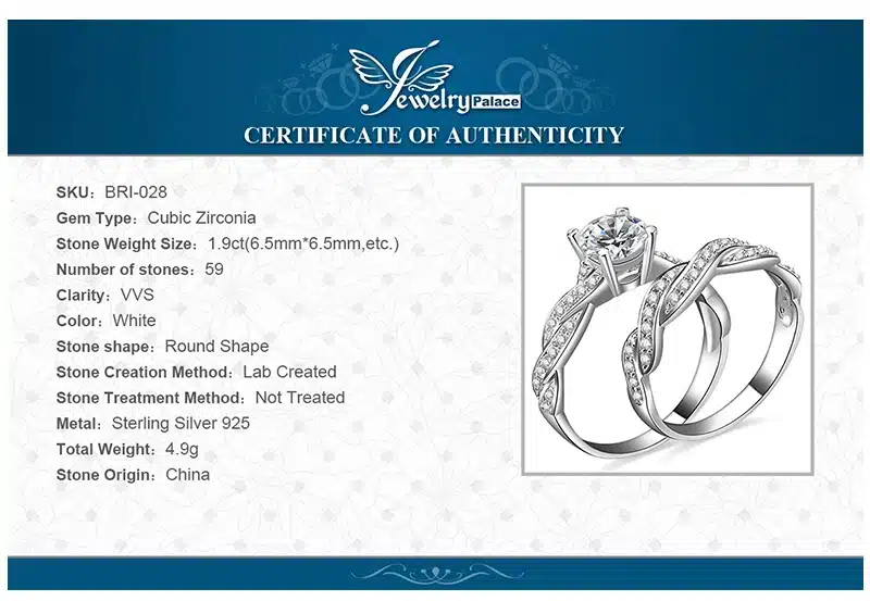 JewelryPalace Infinity 1.5ct Simulated Diamond Anniversary Promise Wedding Band Engagement Ring Bridal Sets 925 Sterling Silver 26