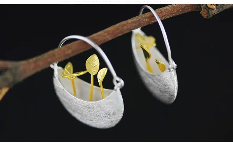 Lotus Fun Real 925 Sterling Silver Natural Creative Handmade Fine Jewelry My Little Garden Drop Earrings for Women Brincos 9