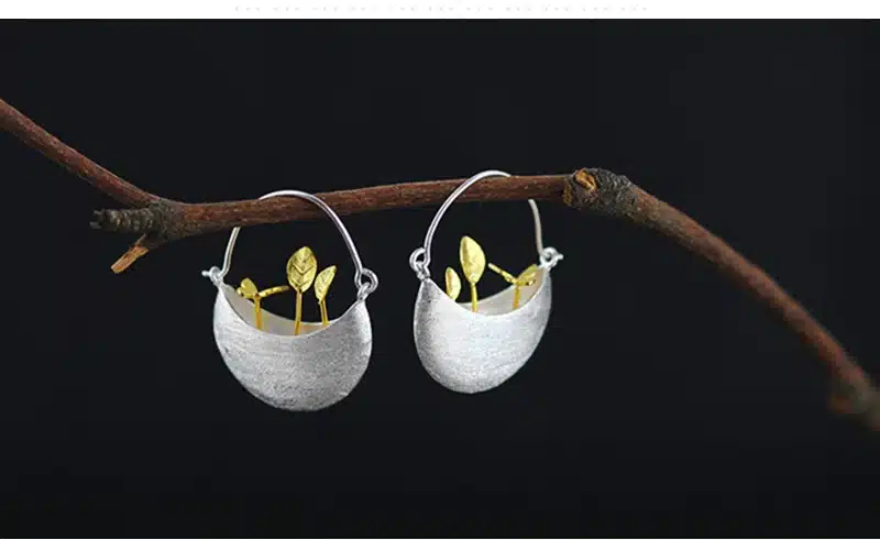 Lotus Fun Real 925 Sterling Silver Natural Creative Handmade Fine Jewelry My Little Garden Drop Earrings for Women Brincos 10