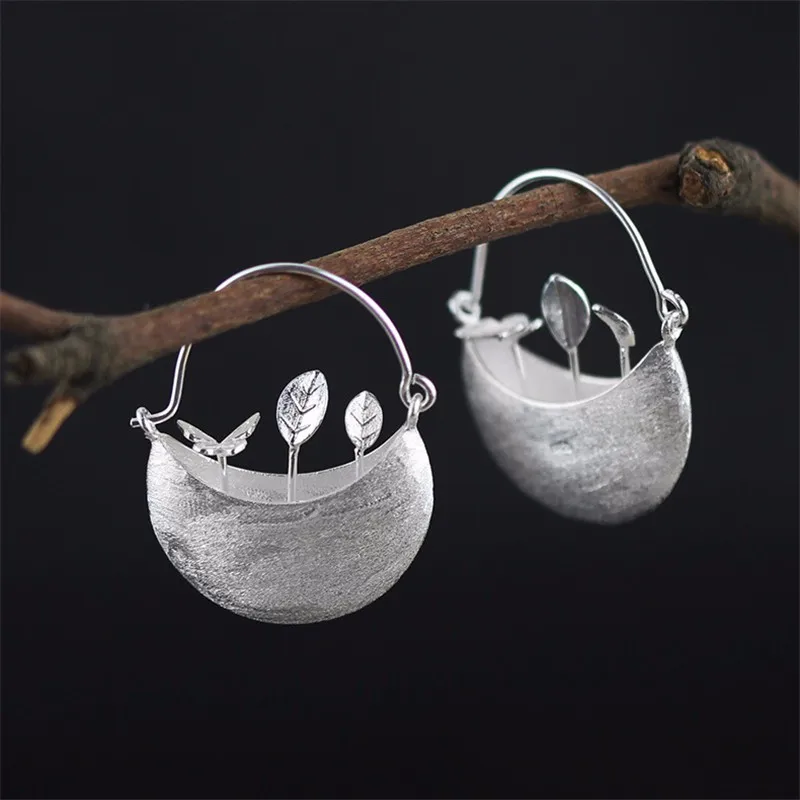 Lotus Fun Real 925 Sterling Silver Natural Creative Handmade Fine Jewelry My Little Garden Drop Earrings for Women Brincos 15