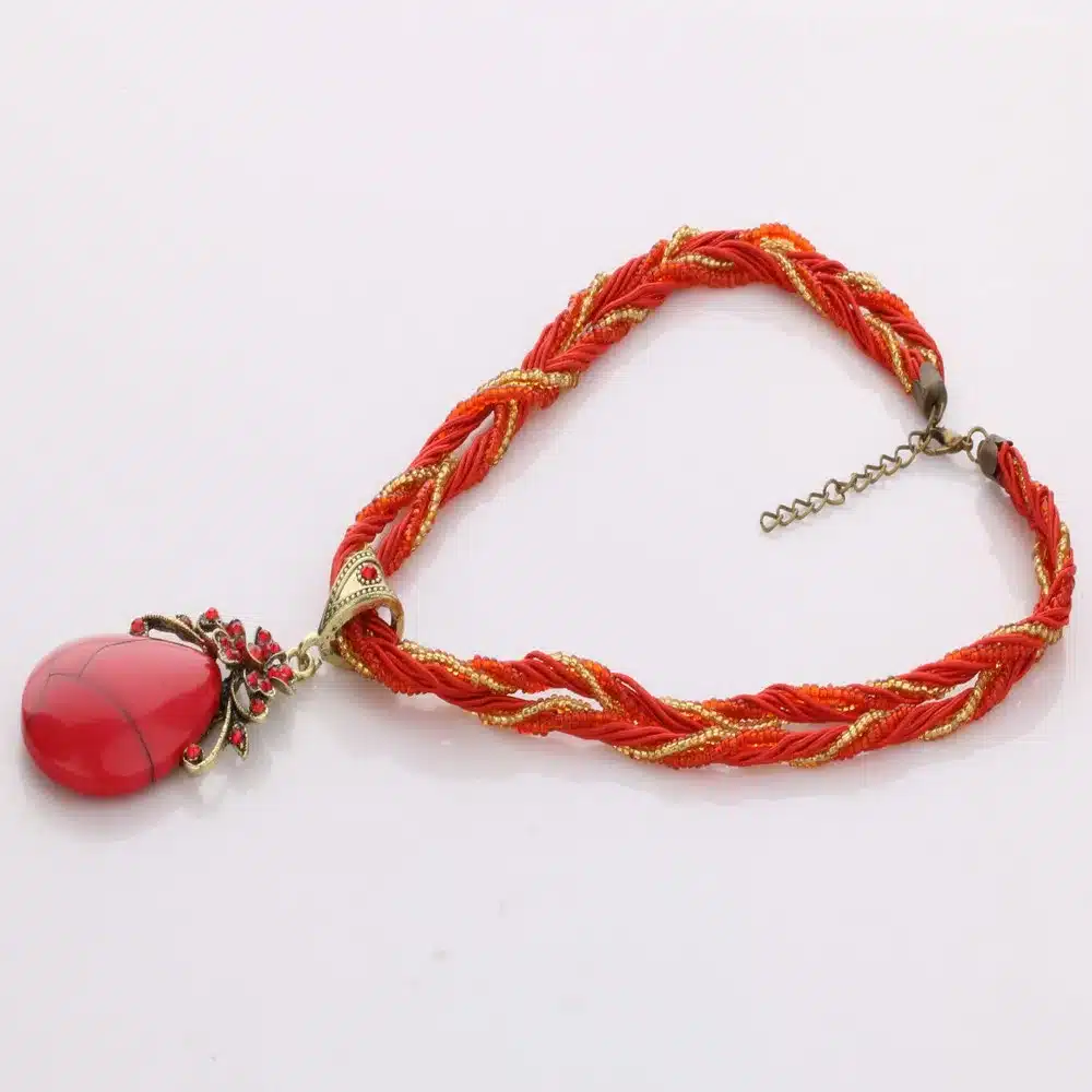 Ethnic Jewelry Bohemian Colorful Women Beads Imitation Water Nature Stone Pendant Necklace With Multilayer Chain Turkish Jewelry 50