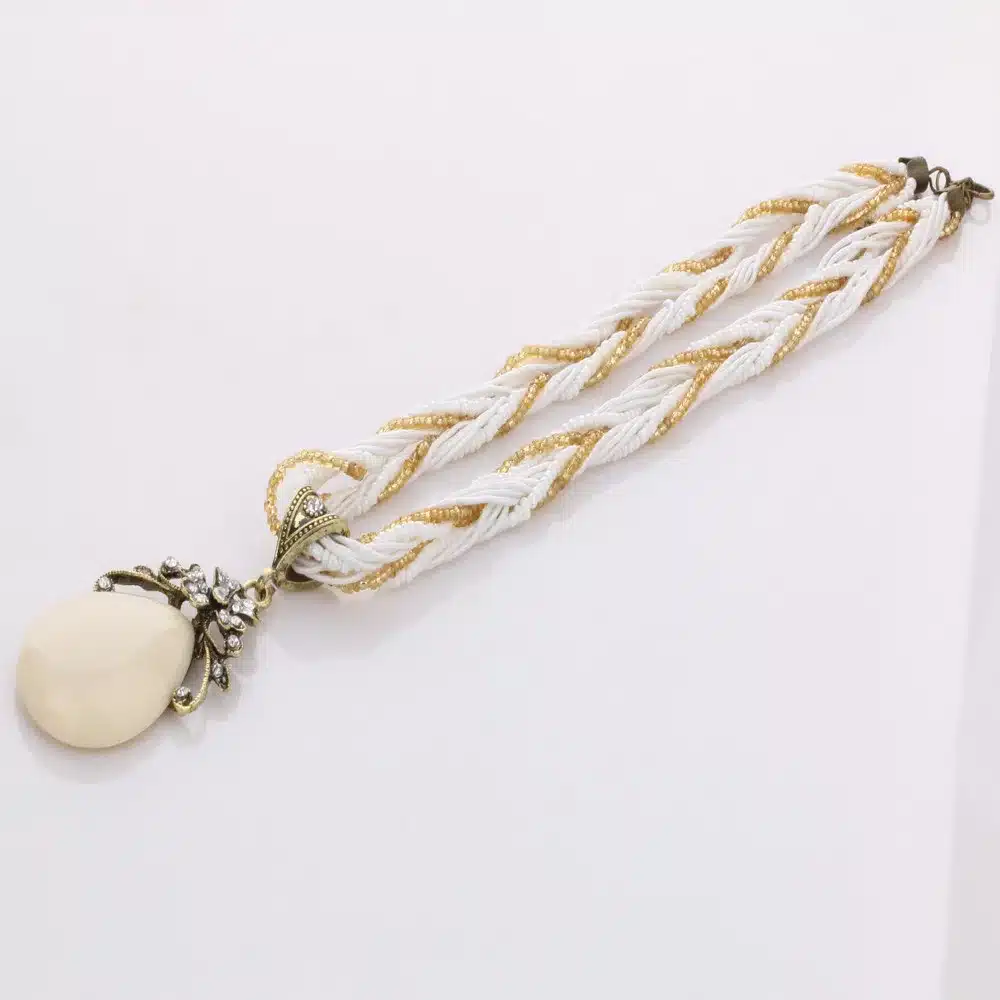 Ethnic Jewelry Bohemian Colorful Women Beads Imitation Water Nature Stone Pendant Necklace With Multilayer Chain Turkish Jewelry 52