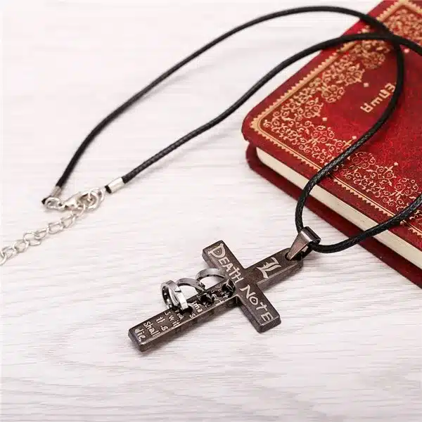 Hot Anime Death Note Black Gold Metal Necklace Cross Logo Pendant Cosplay Accessories Women Men Jewelry Necklaces & Pendants 12