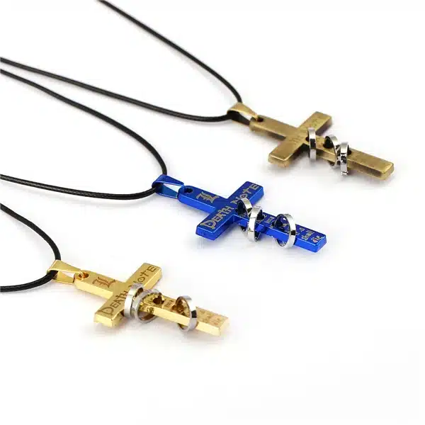 Hot Anime Death Note Black Gold Metal Necklace Cross Logo Pendant Cosplay Accessories Women Men Jewelry Necklaces & Pendants 15