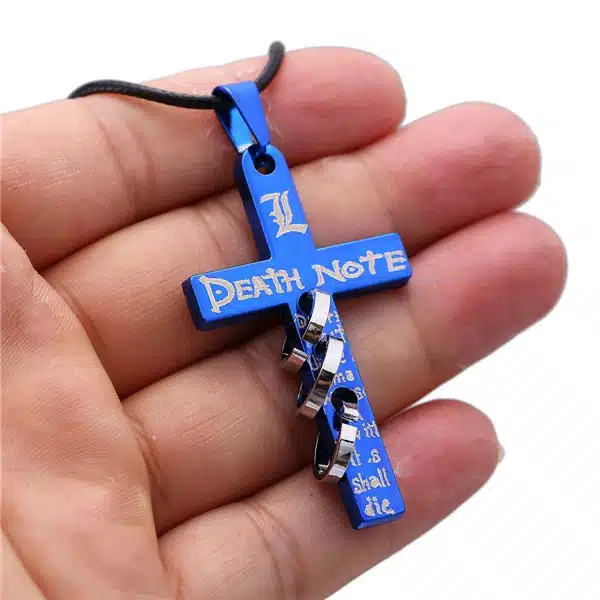 Hot Anime Death Note Black Gold Metal Necklace Cross Logo Pendant Cosplay Accessories Women Men Jewelry Necklaces & Pendants 16