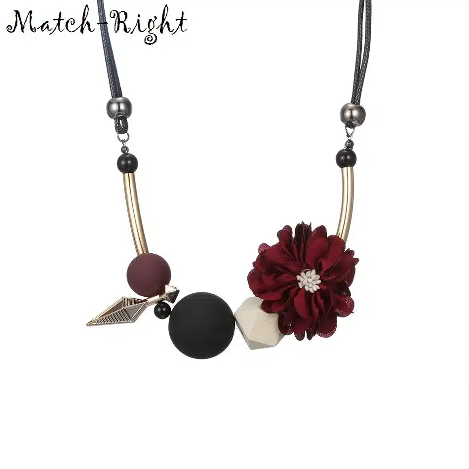 Match-Right Women Necklace Statement Flower Necklaces & Pendants Wood Beads Necklace For Women Jewelry YJZ-125 14