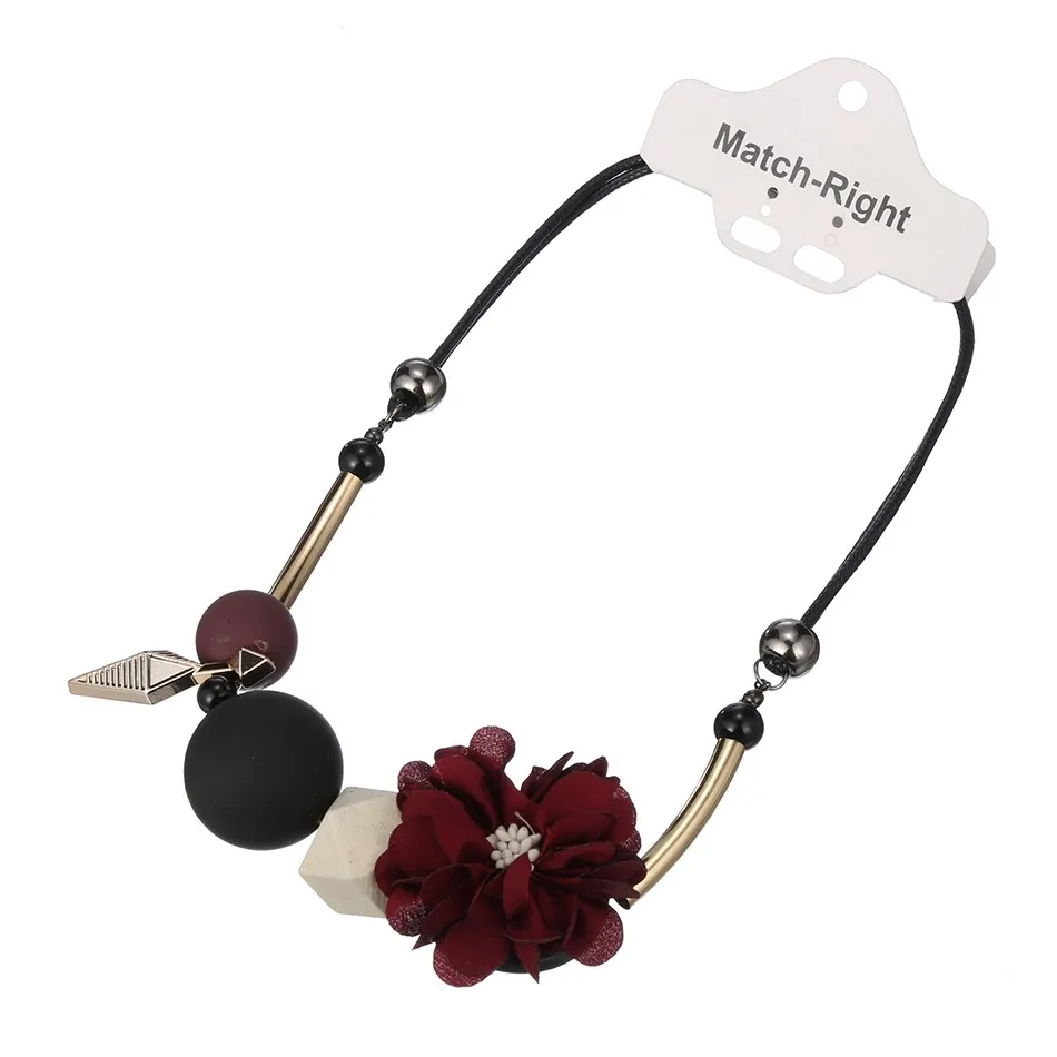 Match-Right Women Necklace Statement Flower Necklaces & Pendants Wood Beads Necklace For Women Jewelry YJZ-125 15
