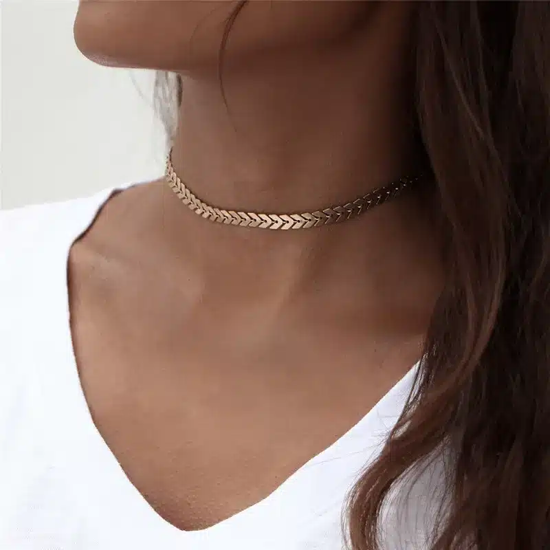 IF YOU Fashion Short Arrow Leaf Choker Necklaces Gold Color Trendy African Jewelry Statement Necklace Women Jewelry 2017 New 36