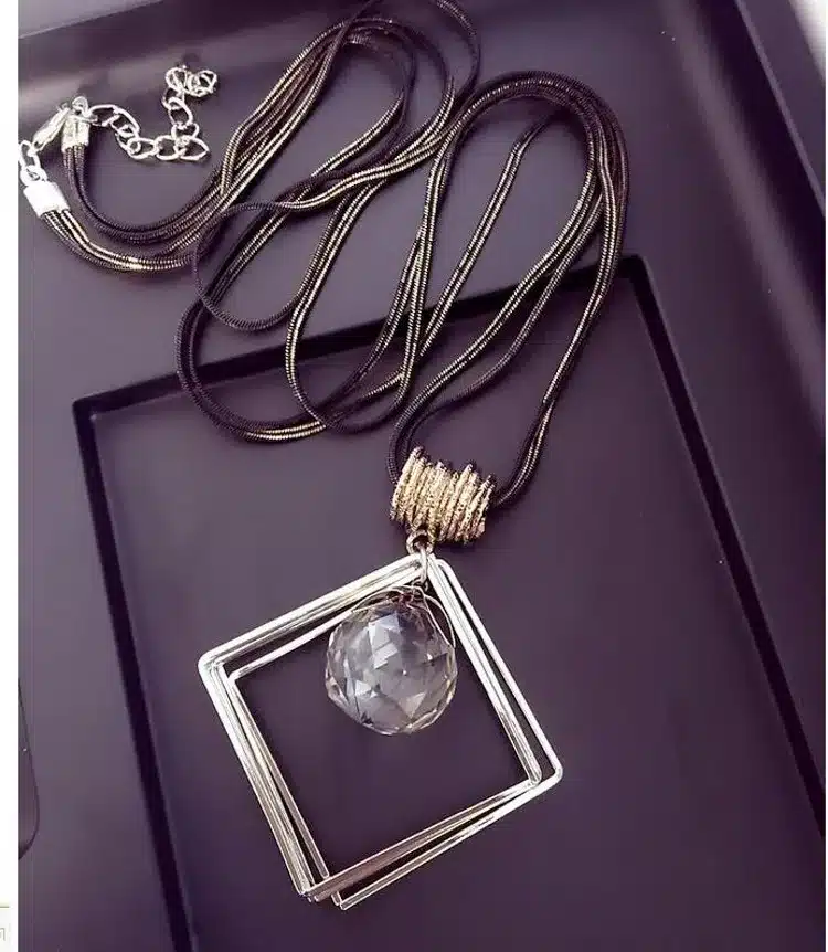 Meyfflin Long Necklace Crystal Women Necklace Jewelry 2017 Fashion Black Chain Drops Maxi Necklaces Pendants Kolye Collier 42