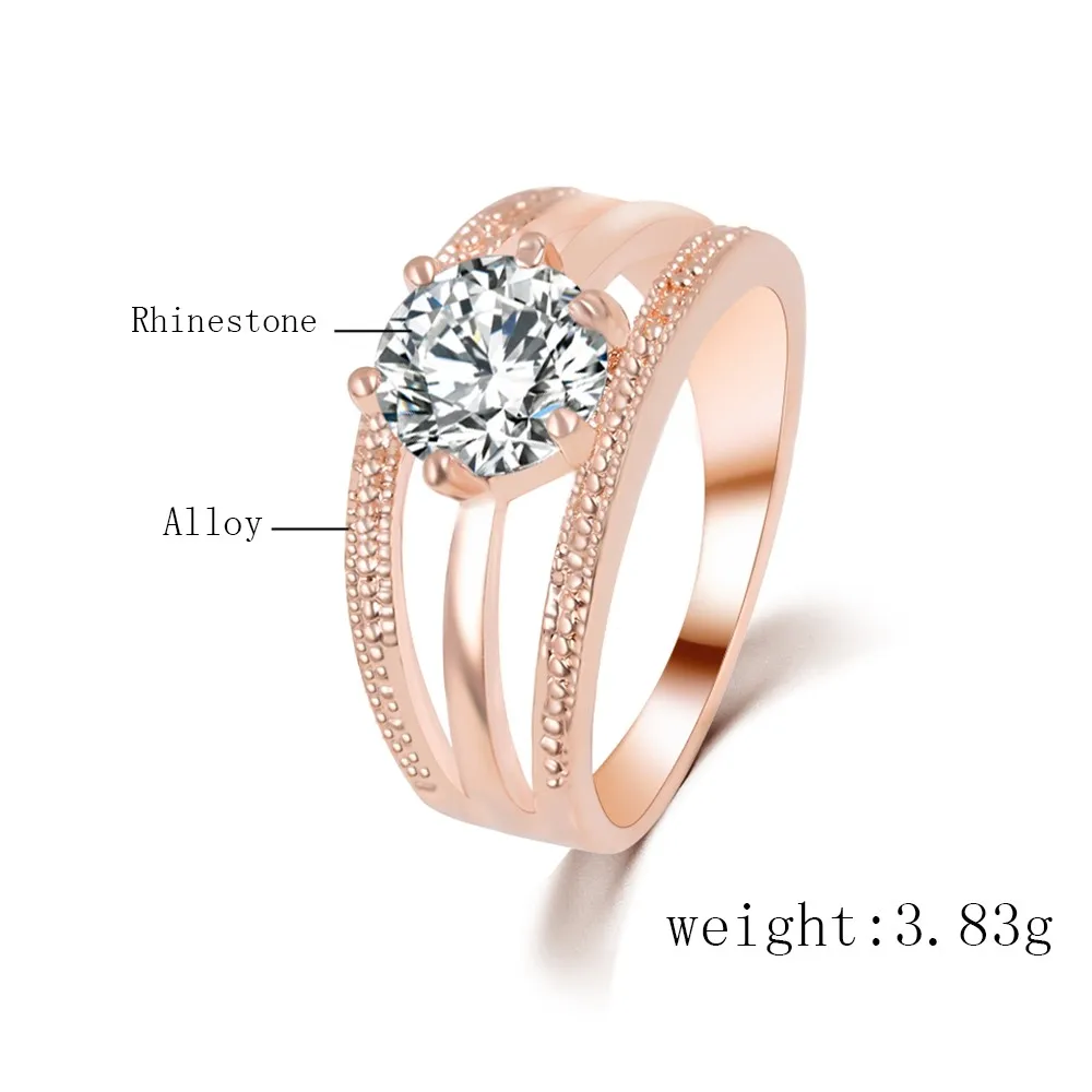 17KM Austrian Crystals Ring Rose Gold Color anelli Flower Ring bague Engagement anillos anel Rings for Women wedding ring 35