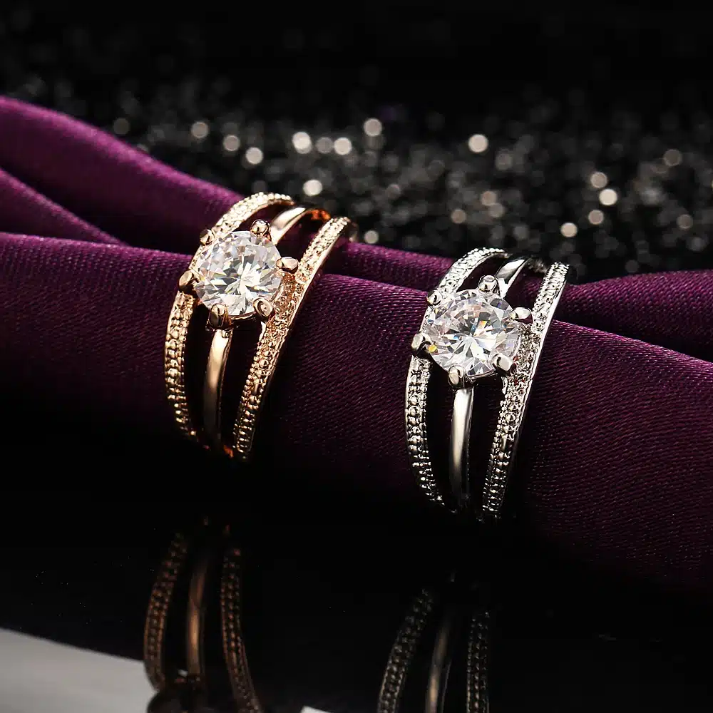 17KM Austrian Crystals Ring Rose Gold Color anelli Flower Ring bague Engagement anillos anel Rings for Women wedding ring 38
