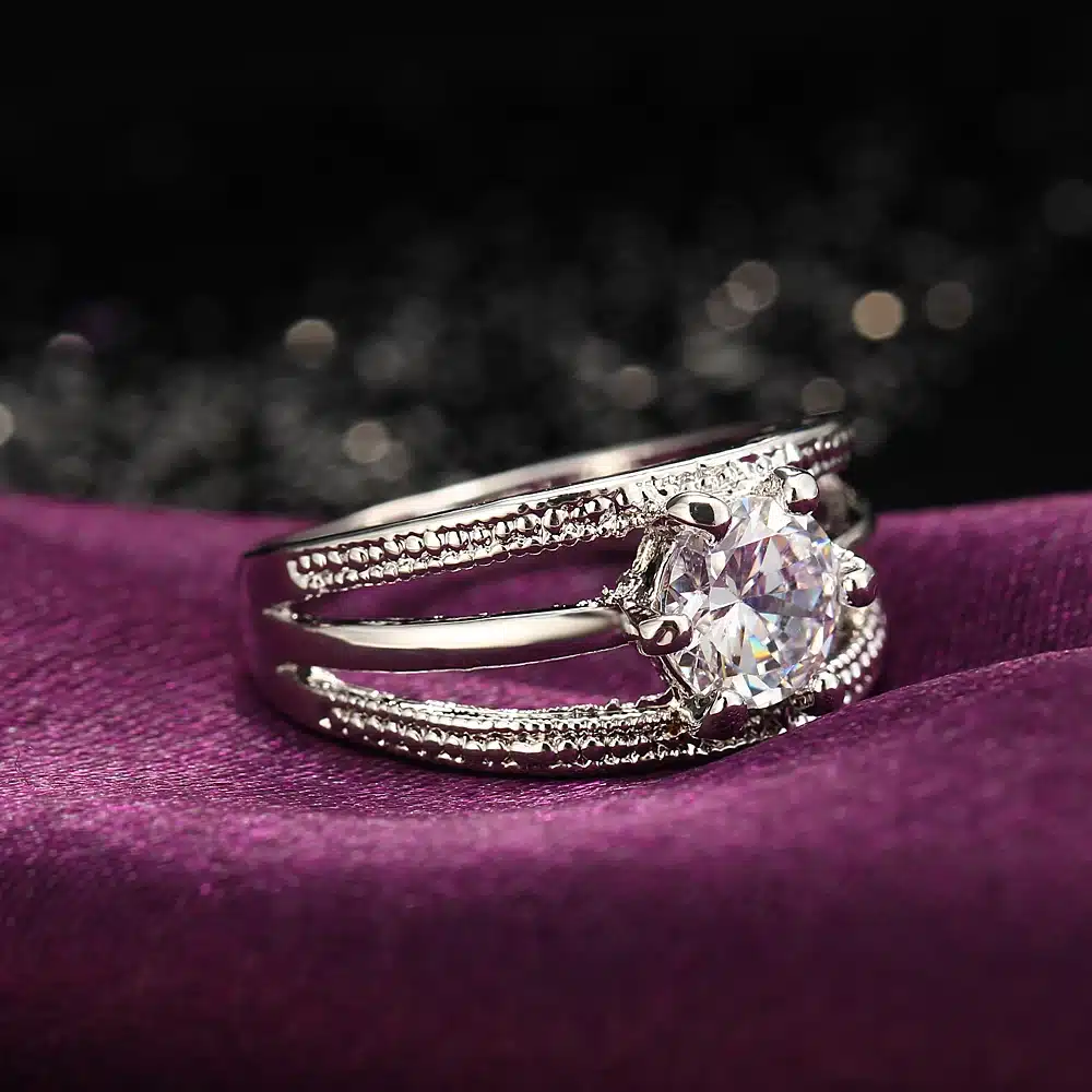 17KM Austrian Crystals Ring Rose Gold Color anelli Flower Ring bague Engagement anillos anel Rings for Women wedding ring 40