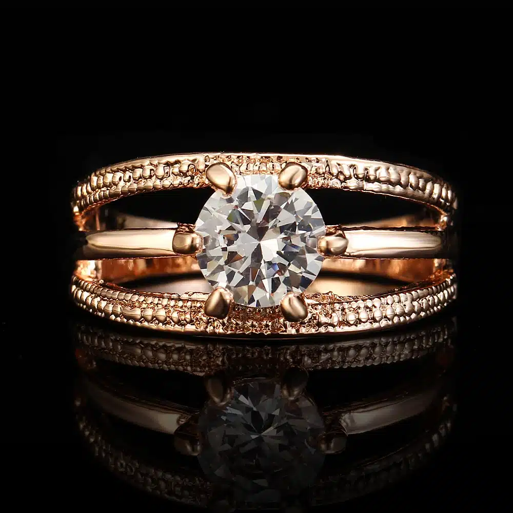 17KM Austrian Crystals Ring Rose Gold Color anelli Flower Ring bague Engagement anillos anel Rings for Women wedding ring 43