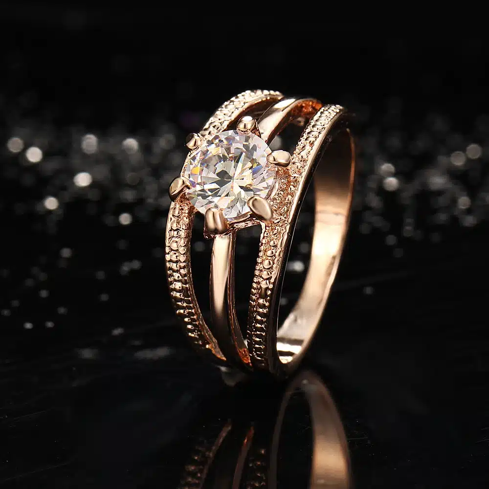 17KM Austrian Crystals Ring Rose Gold Color anelli Flower Ring bague Engagement anillos anel Rings for Women wedding ring 44
