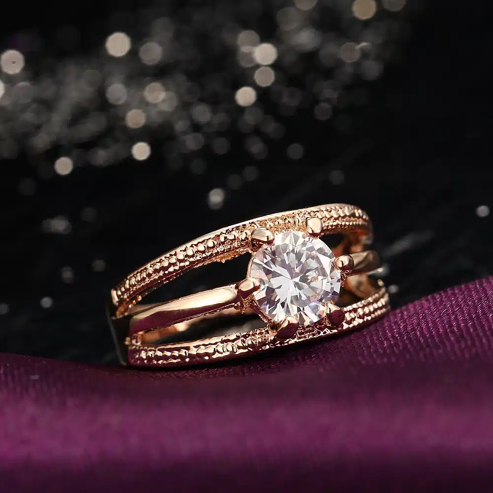 17KM Austrian Crystals Ring Rose Gold Color anelli Flower Ring bague Engagement anillos anel Rings for Women wedding ring 45